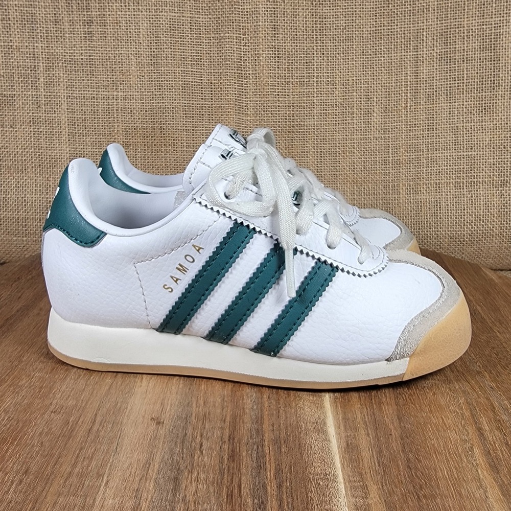 Adidas Samoa Sneakers White Green Gum Sole Retro Casual Shoes Kids Size 12K